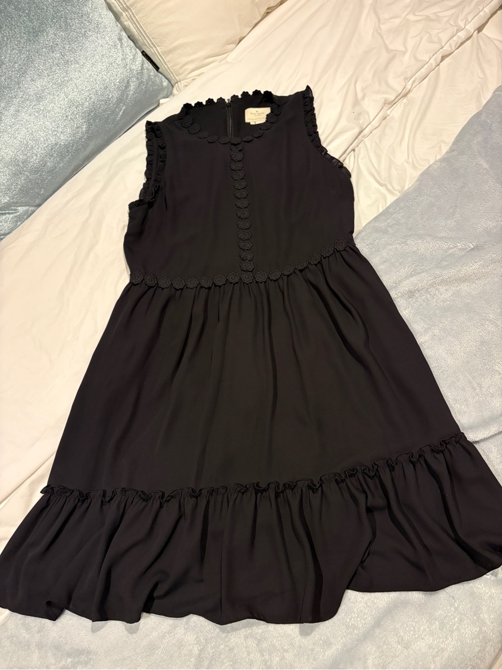 Like New Kate Spade Little Black Ruffle-Trim Sleeveless Dress